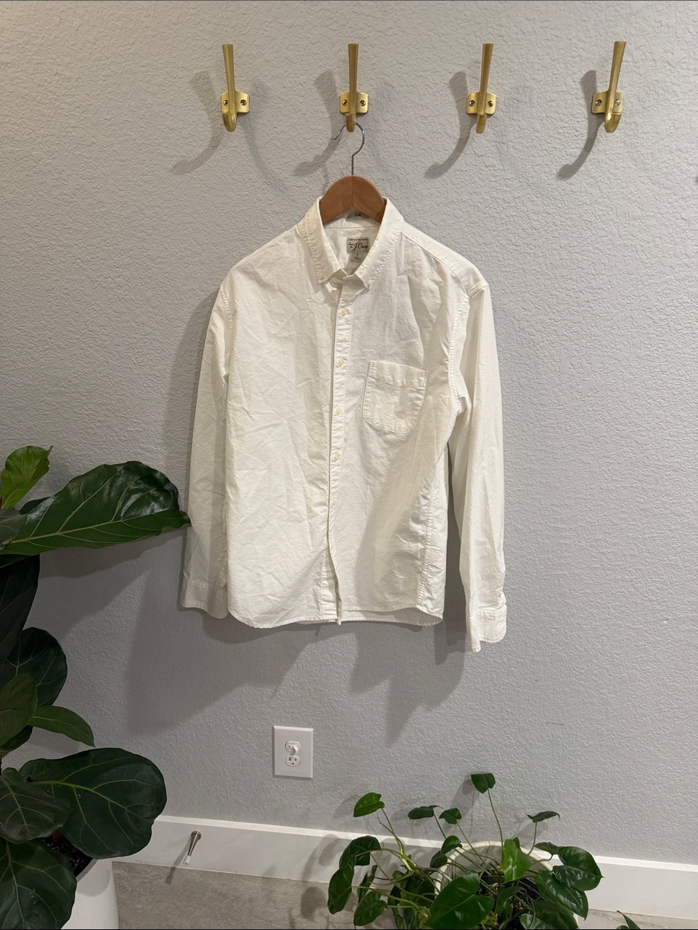 J. Crew Men's White Button-Down Shirt